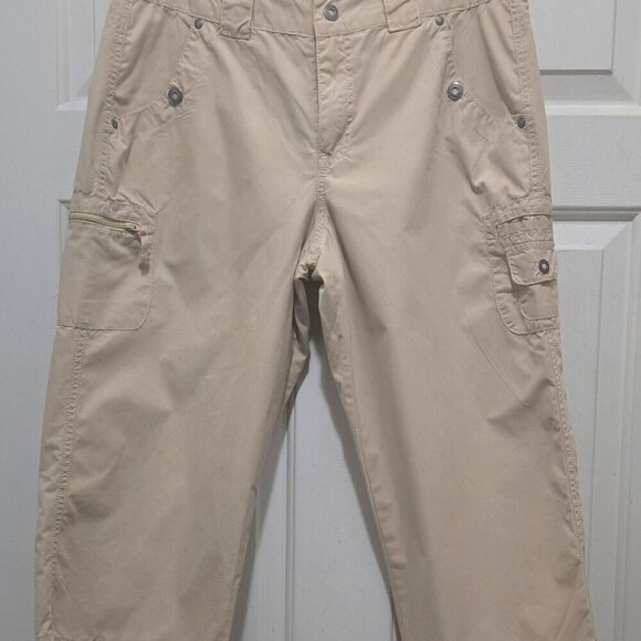 Gloria Vanderbilt Cotton Blend Cargo Capris Straight Fit High Rise Pants Vacay - Picture 1 of 9